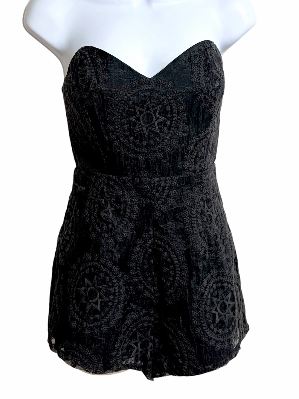 Stone Cold Fox x Revolve Embroidered Boho Romper 2 Sheer Strapless Festival